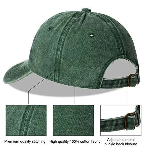 2 Pack Baseball Caps Golf Dad Hats,Ajustable Vintage Washed Cotton Ball Cap for Men Women(Army Green Black)