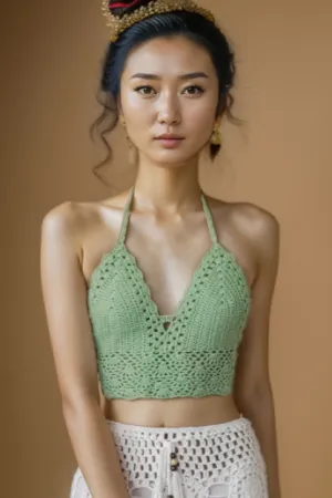 Arielle Grass Green Crochet Top