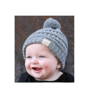 Baby-847 Light Melange Beanie with Pom