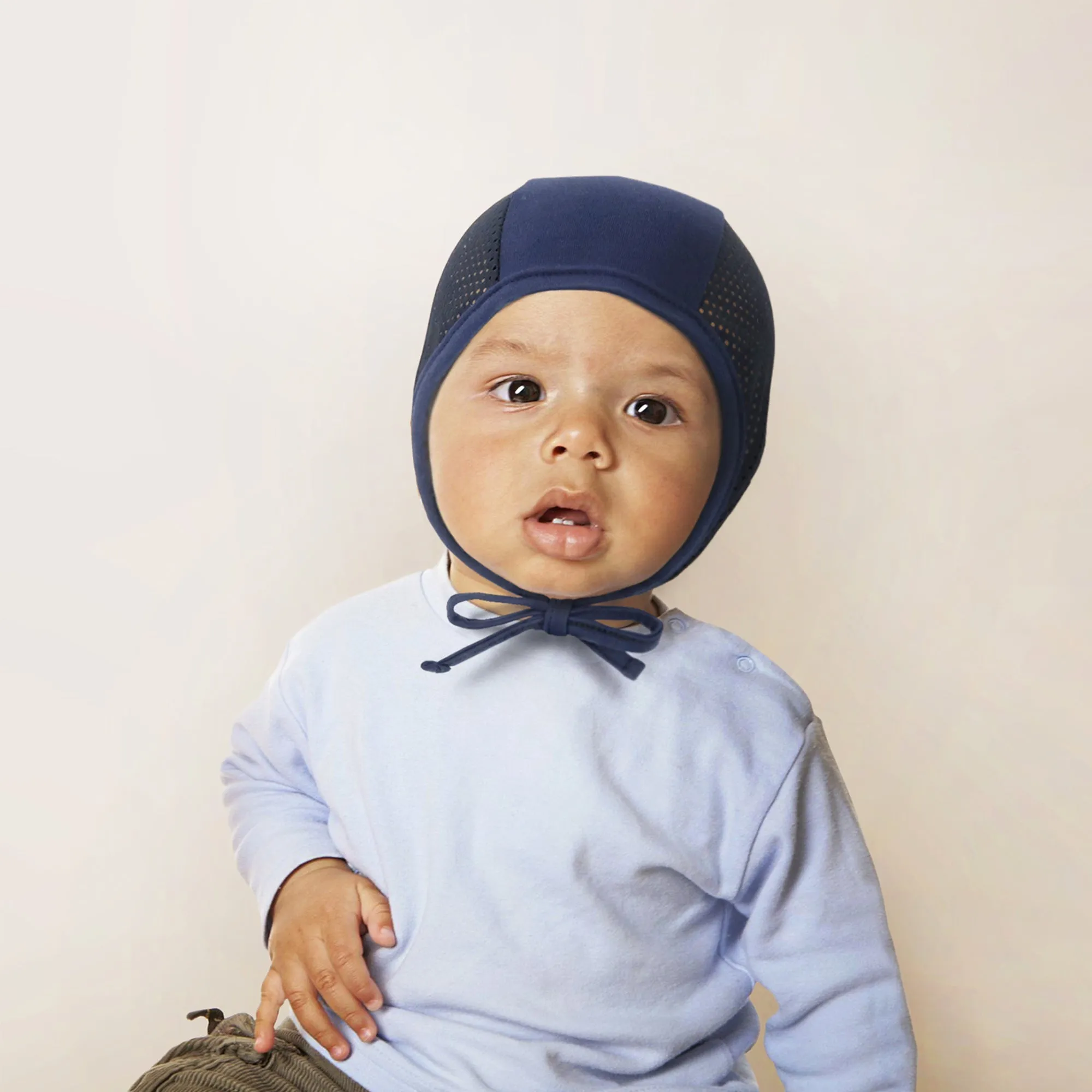 Baby Mesh Bonnet Pilot Cap Hat | White