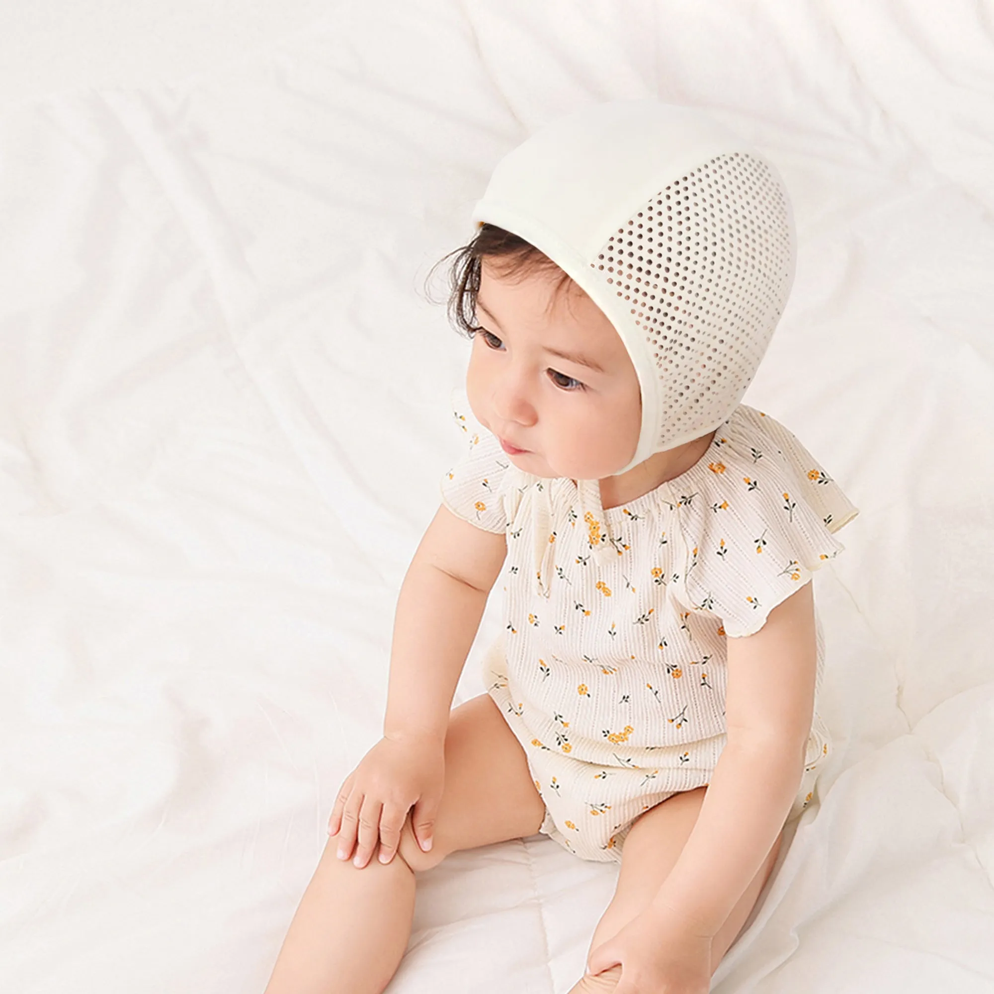 Baby Mesh Bonnet Pilot Cap Hat | White