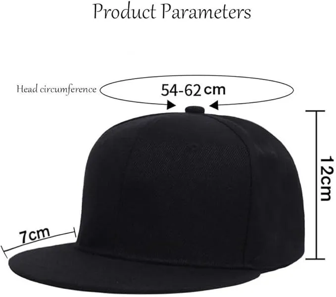 Boolavard Classic Snapback Hat Cap Hip Hop Style Flat Bill Blank Solid Color Adjustable Size