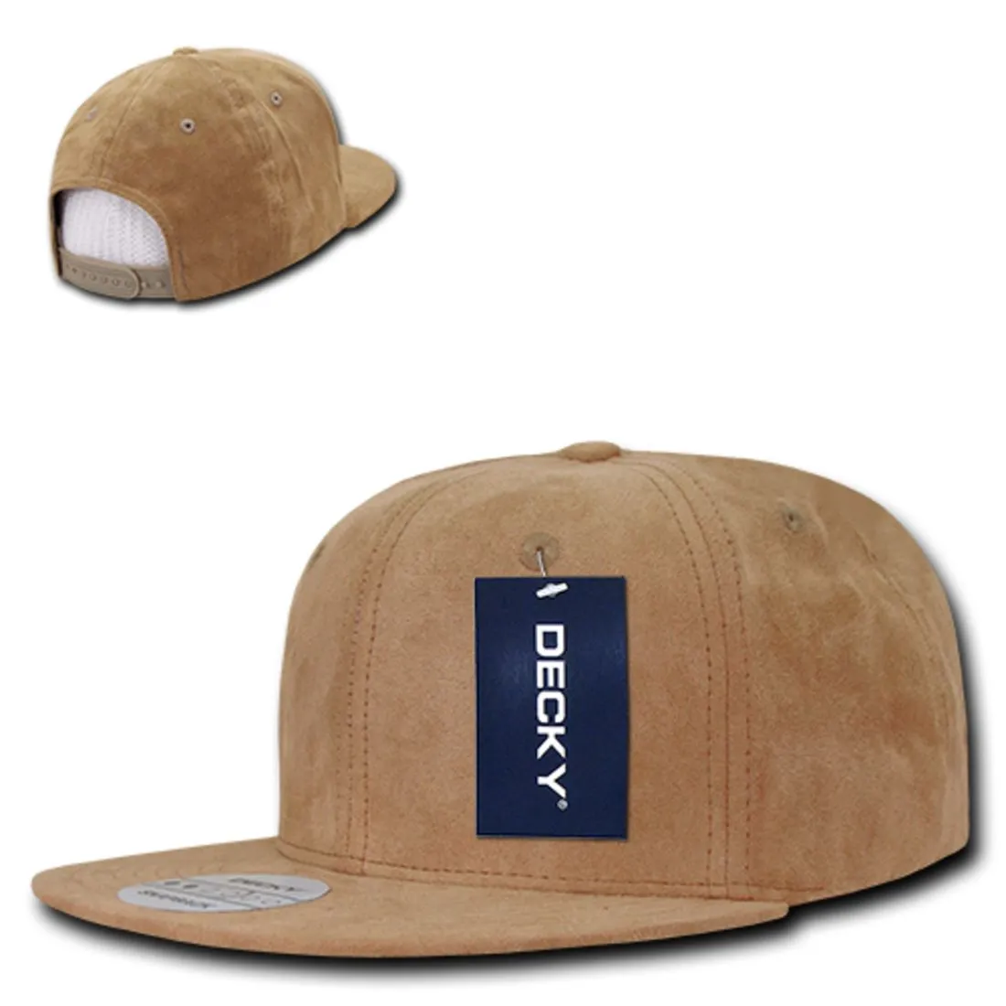 Decky 1091 Faux Suede Snapback Hats 6 Panel Flat Bill Baseball Caps