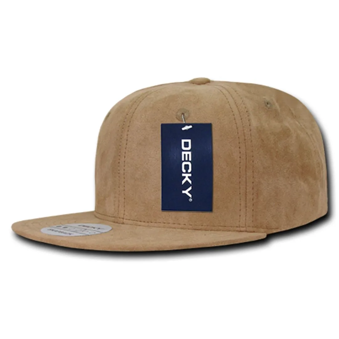 Decky 1091 Faux Suede Snapback Hats 6 Panel Flat Bill Baseball Caps