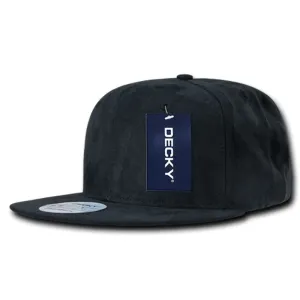 Decky 1091 Faux Suede Snapback Hats 6 Panel Flat Bill Baseball Caps