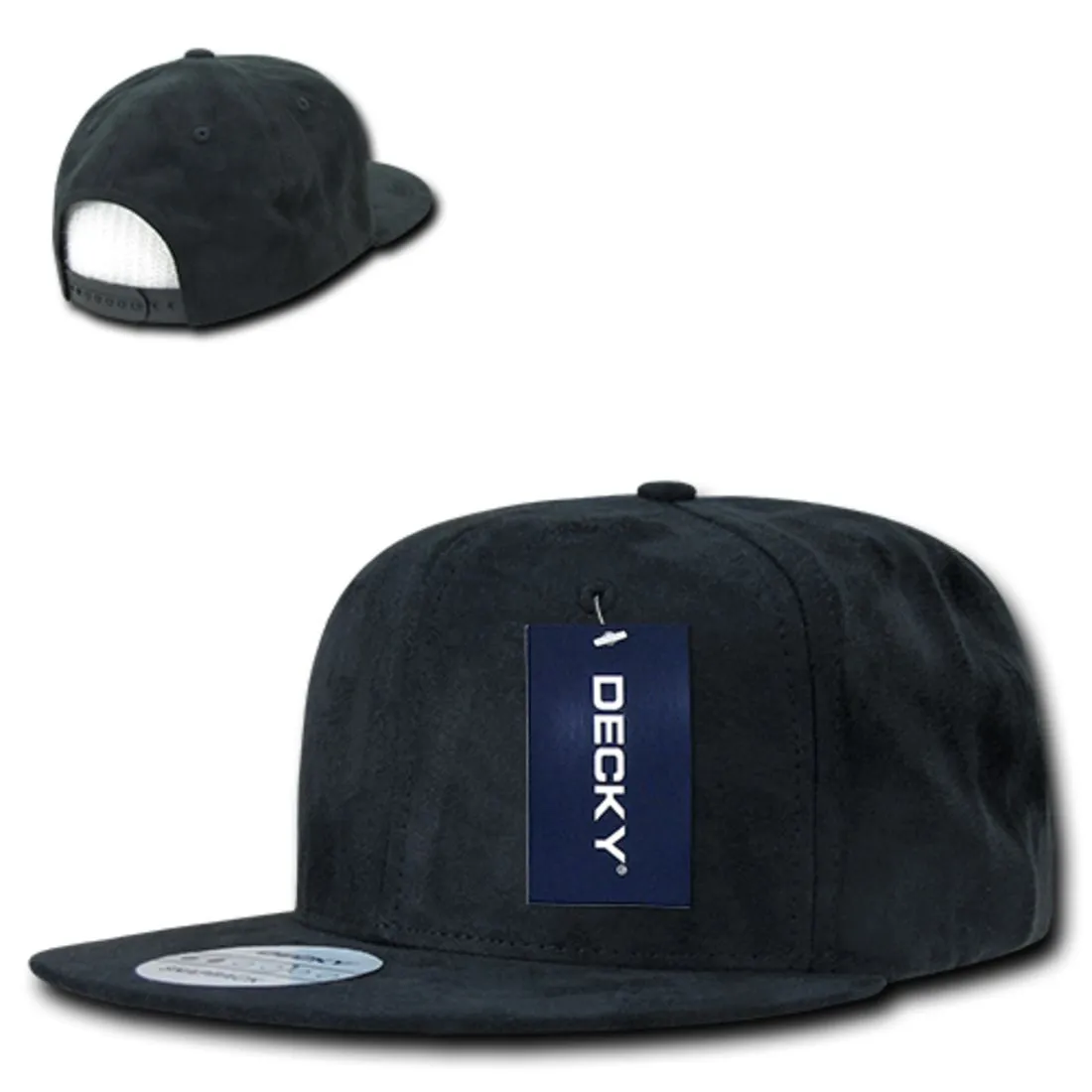 Decky 1091 Faux Suede Snapback Hats 6 Panel Flat Bill Baseball Caps