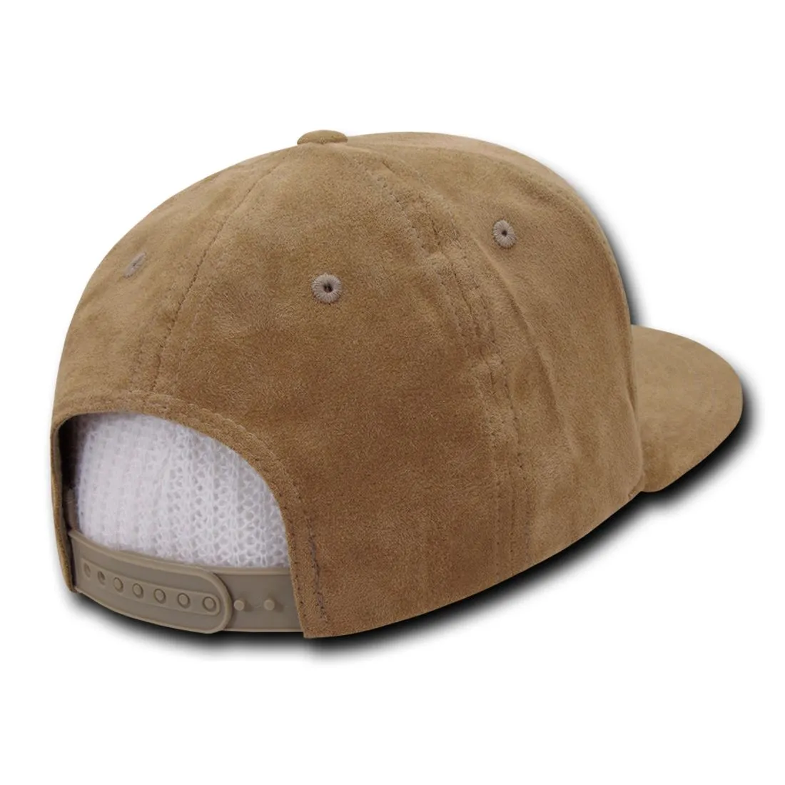 Decky 1091 Faux Suede Snapback Hats 6 Panel Flat Bill Baseball Caps