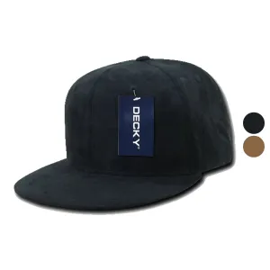 Decky Faux Suede Snapback Baseball 6 Panel Flat Bill Hats Caps