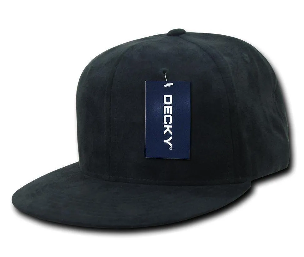 Decky Faux Suede Snapback Baseball 6 Panel Flat Bill Hats Caps