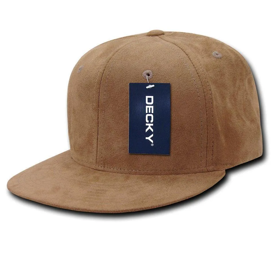 Decky Faux Suede Snapback Baseball 6 Panel Flat Bill Hats Caps