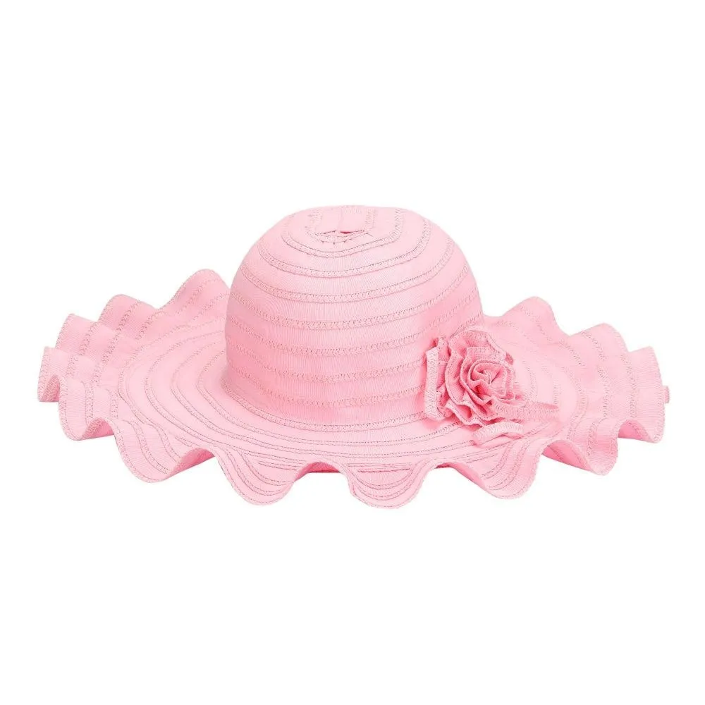 Fabseasons Baby pink Wavy Long Brim Hat