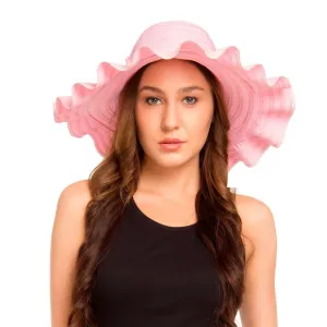 Fabseasons Baby pink Wavy Long Brim Hat
