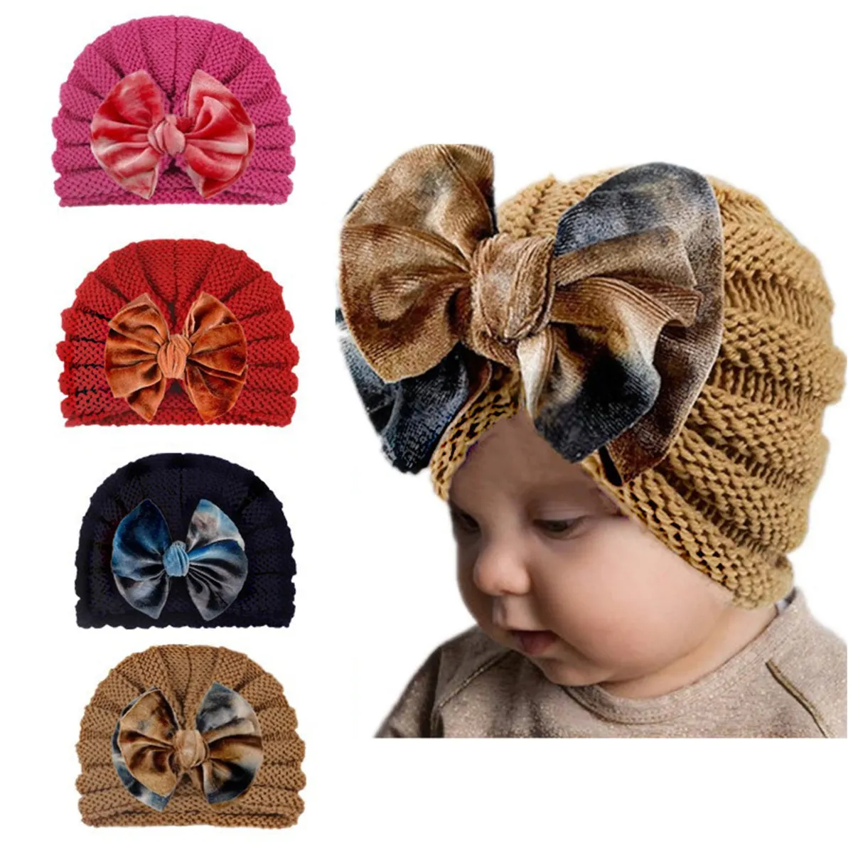 Fancydresswale European Style Wool Knitted Hat for Babies & Toddlers – Soft & Cozy Winter Beanie Newborn Winter Turban Cap-Navy Blue