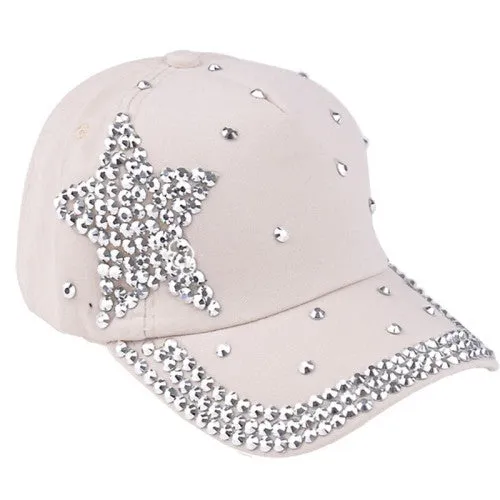 Fashion Children Kids Baseball Cap Rhinestone Star Shaped Boy Girls Snapback Hat Summer