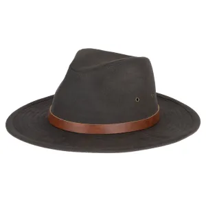 Faux Felt Fedora with Braided Faux Leather Trim