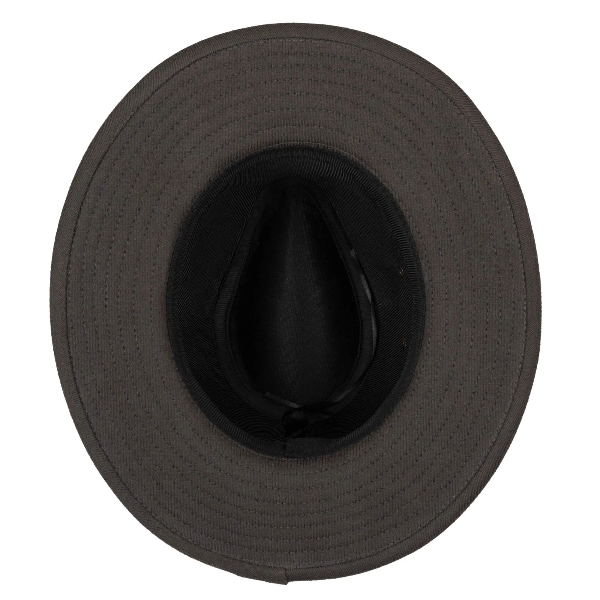 Faux Felt Fedora with Braided Faux Leather Trim