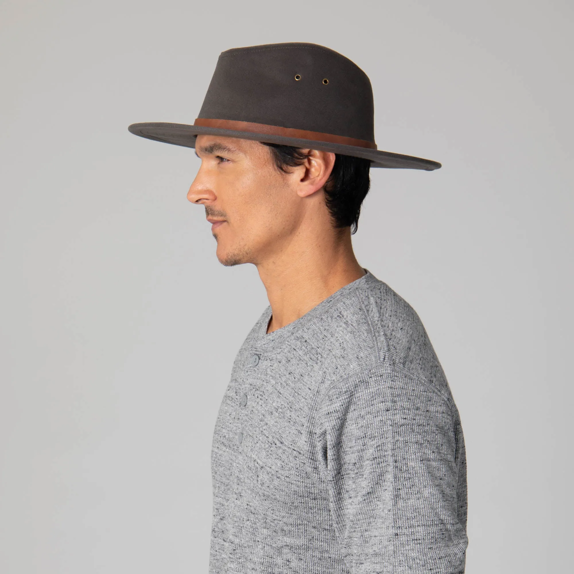 Faux Felt Fedora with Braided Faux Leather Trim
