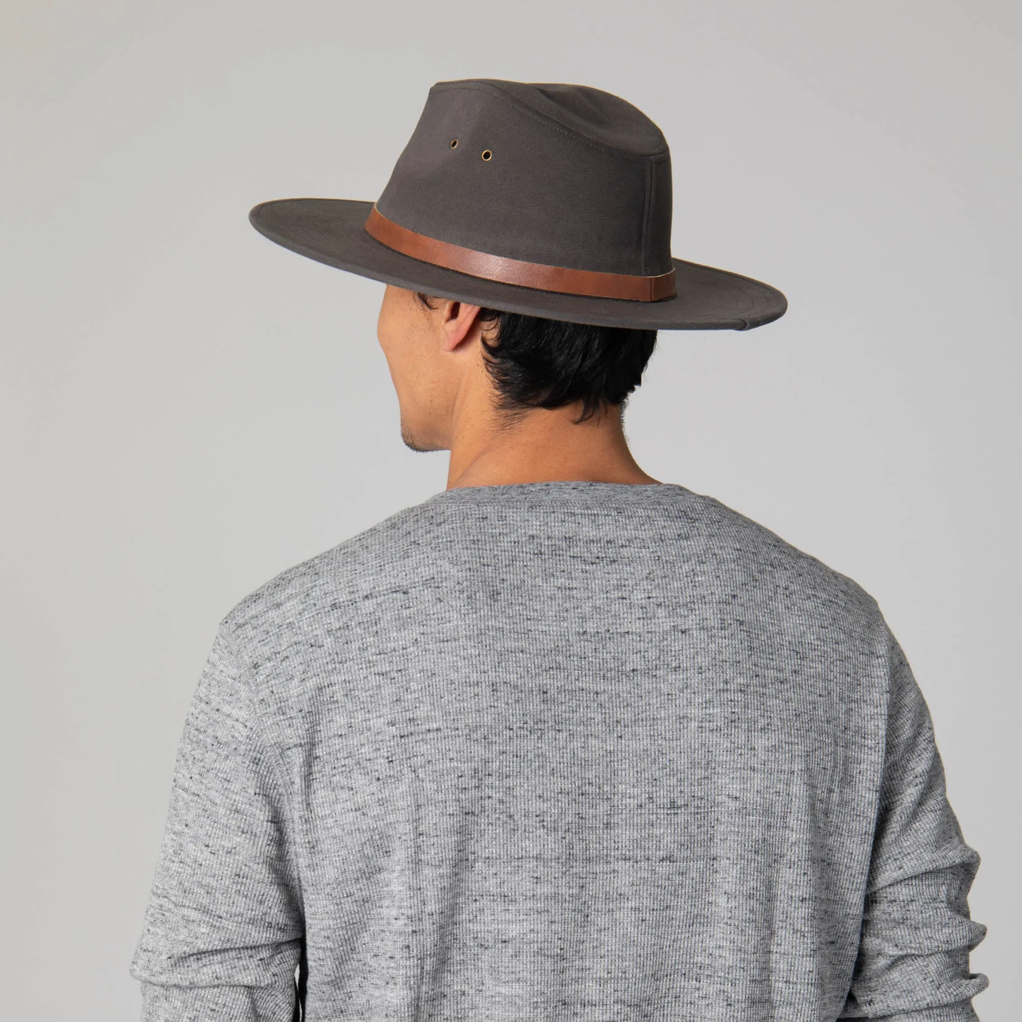 Faux Felt Fedora with Braided Faux Leather Trim