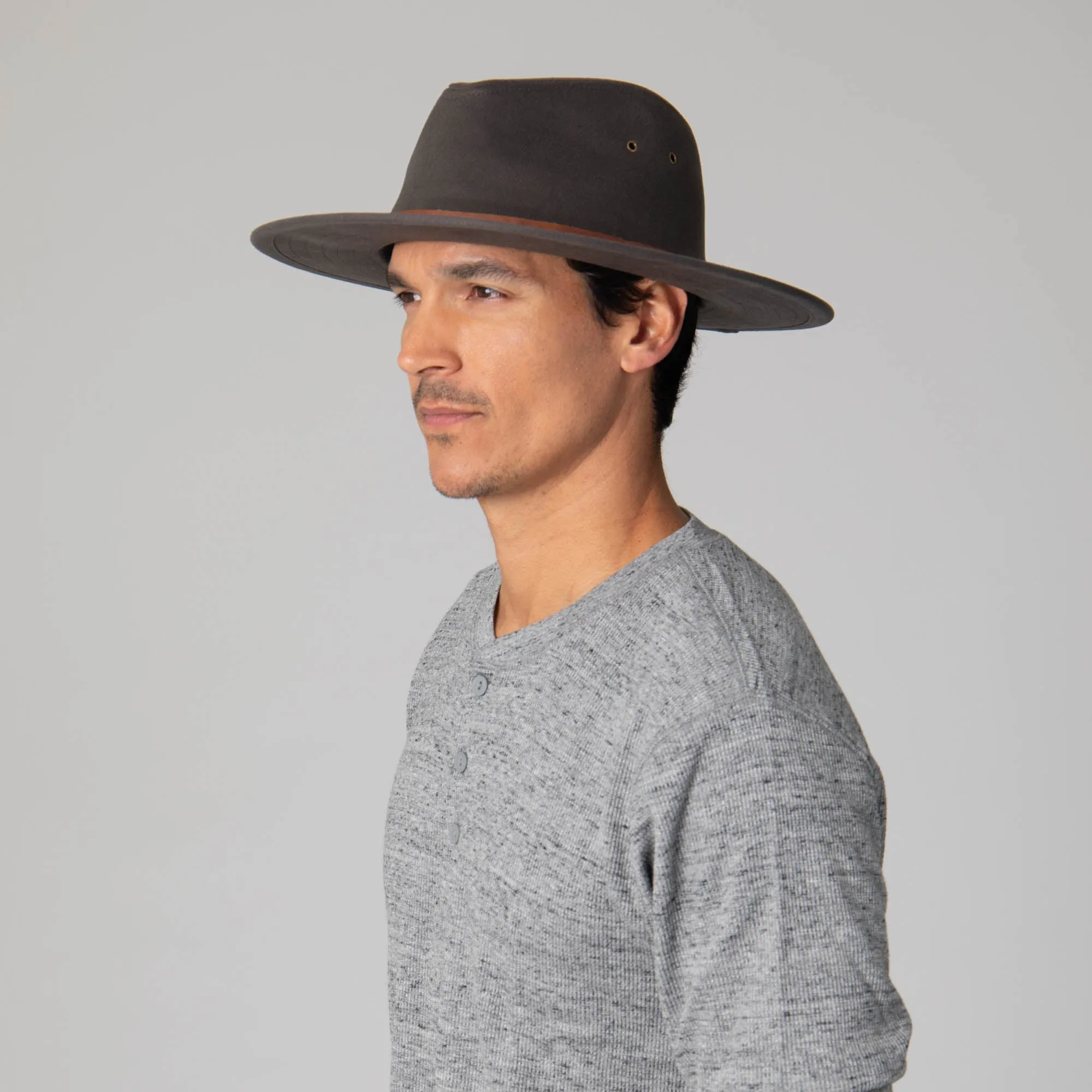 Faux Felt Fedora with Braided Faux Leather Trim