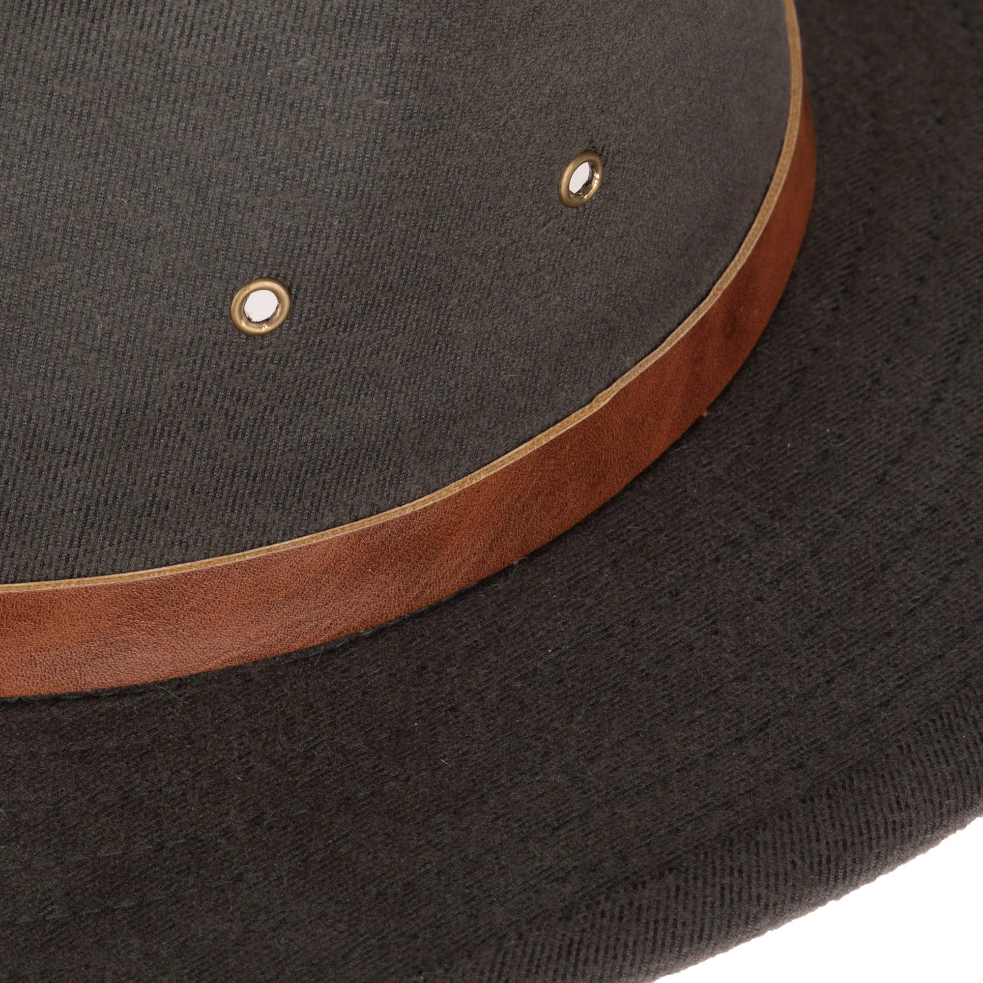 Faux Felt Fedora with Braided Faux Leather Trim