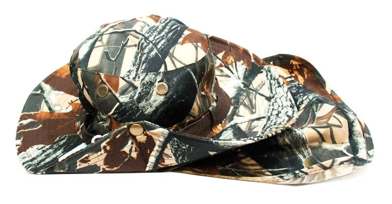 Forest Camouflage Bucket Hat with Flap Neck Cover