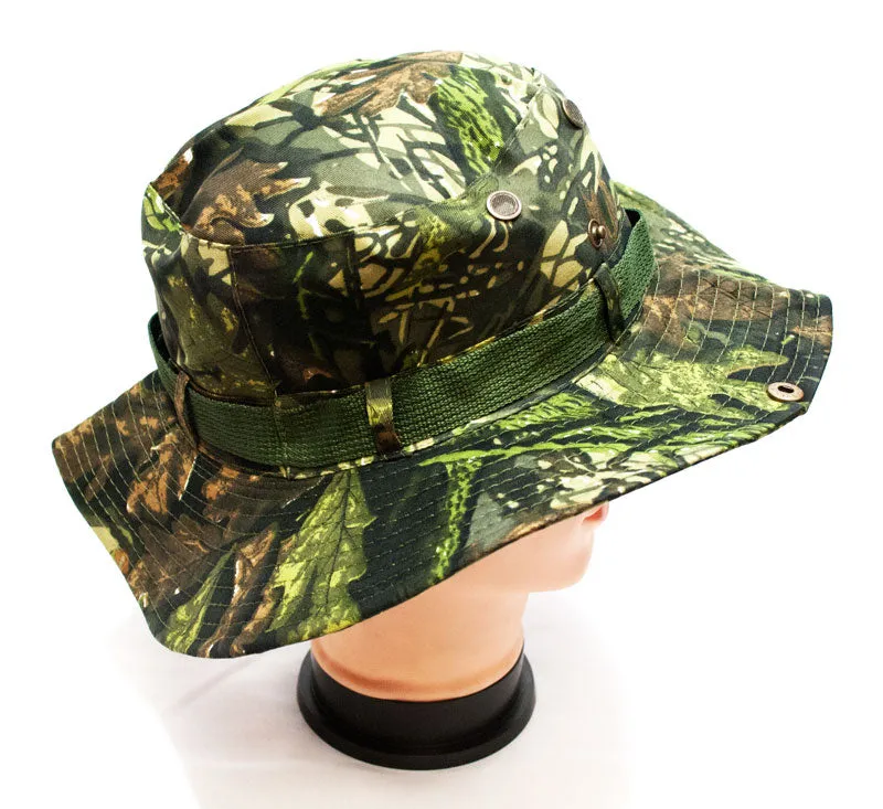 Forest Camouflage Bucket Hat with Flap Neck Cover
