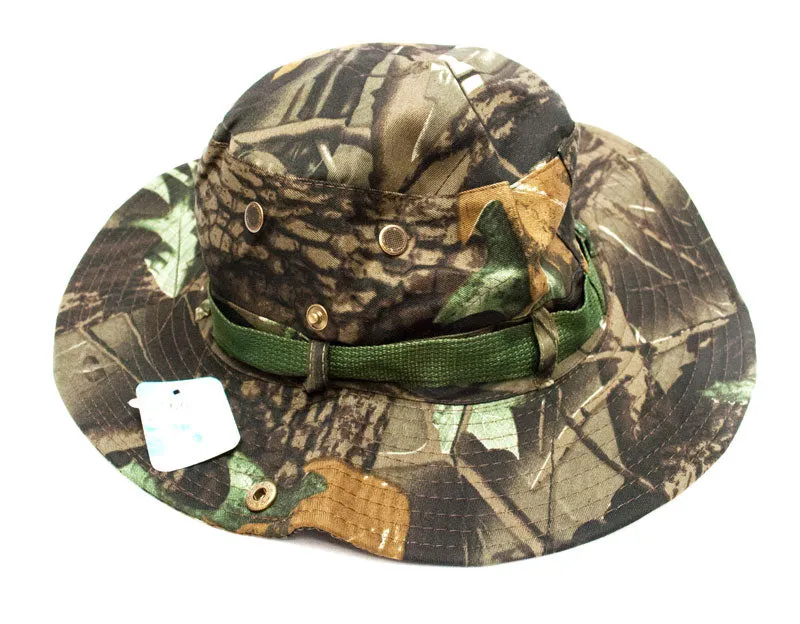Forest Camouflage Bucket Hat with Flap Neck Cover