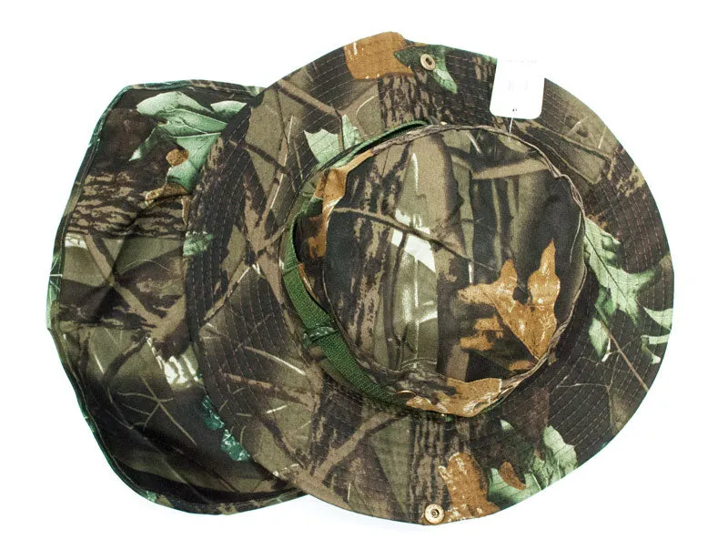 Forest Camouflage Bucket Hat with Flap Neck Cover