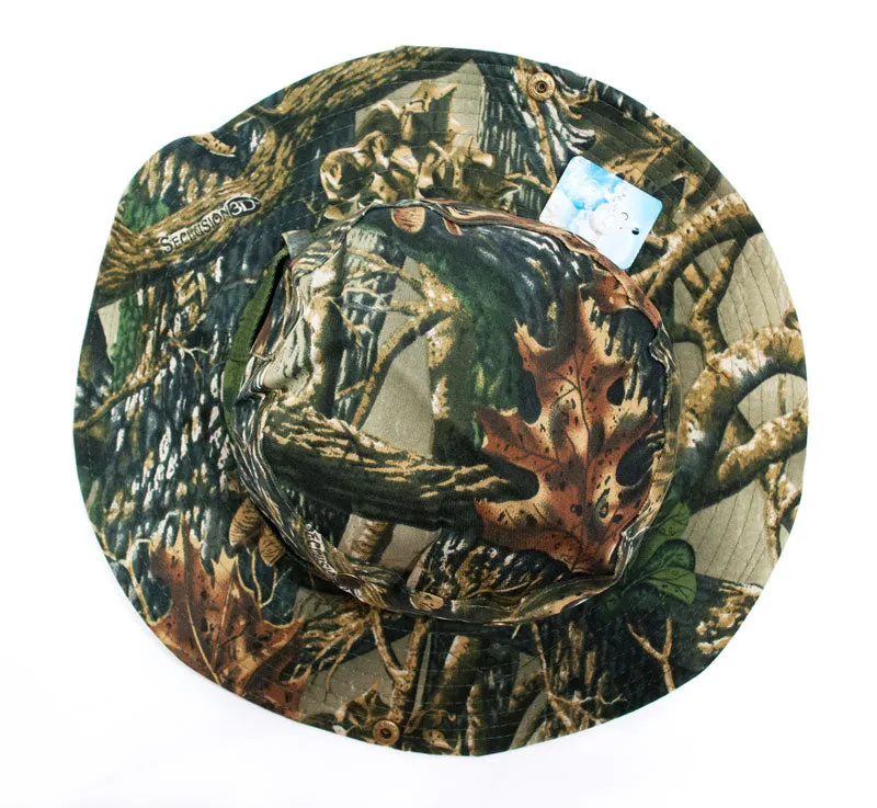 Forest Camouflage Bucket Hat with Flap Neck Cover