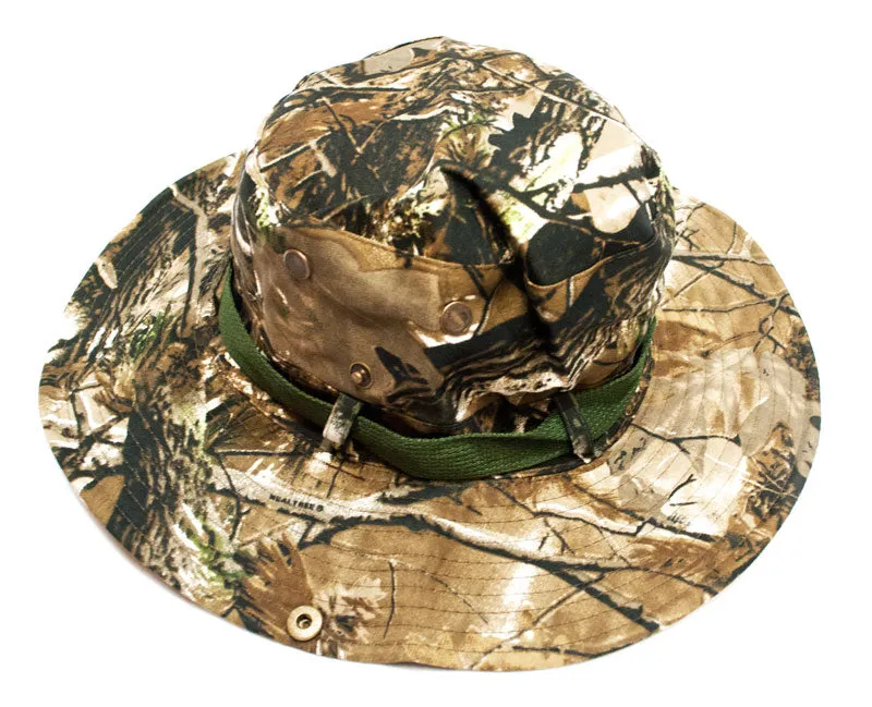 Forest Camouflage Bucket Hat with Flap Neck Cover