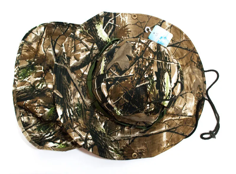 Forest Camouflage Bucket Hat with Flap Neck Cover