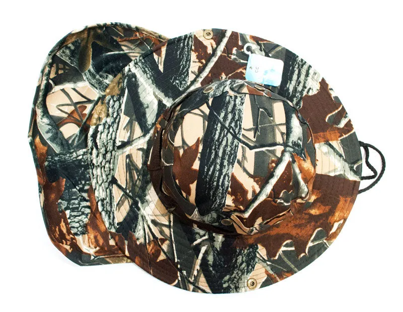 Forest Camouflage Bucket Hat with Flap Neck Cover