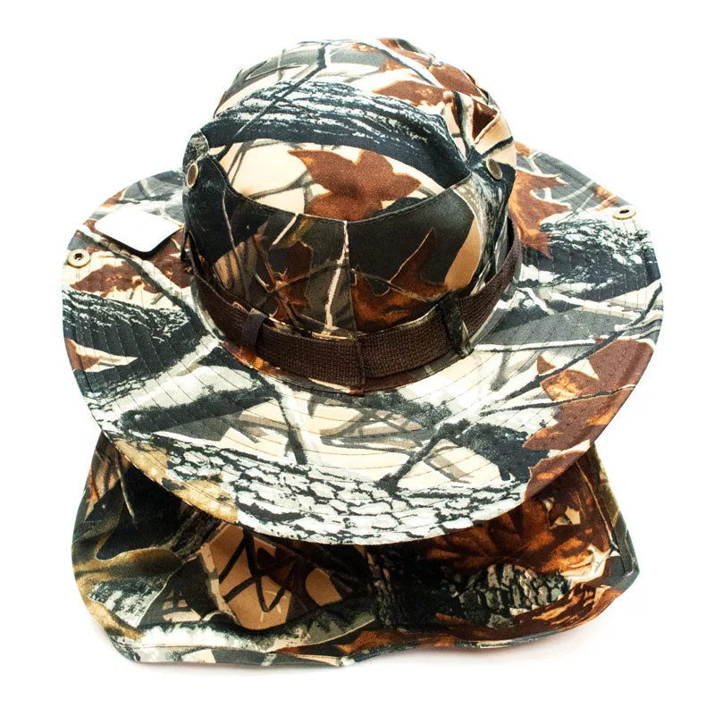 Forest Camouflage Bucket Hat with Flap Neck Cover