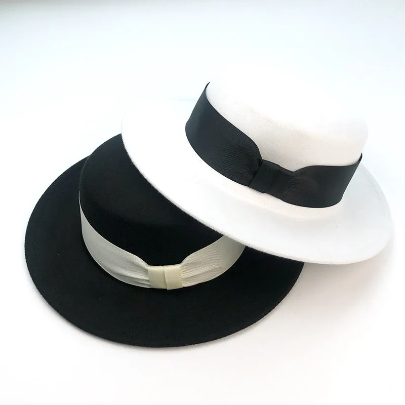 Italian Fedora Hats Black Woolen Hat Men's and Women's Autumn and Winter Top Hat