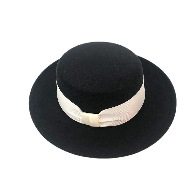 Italian Fedora Hats Black Woolen Hat Men's and Women's Autumn and Winter Top Hat