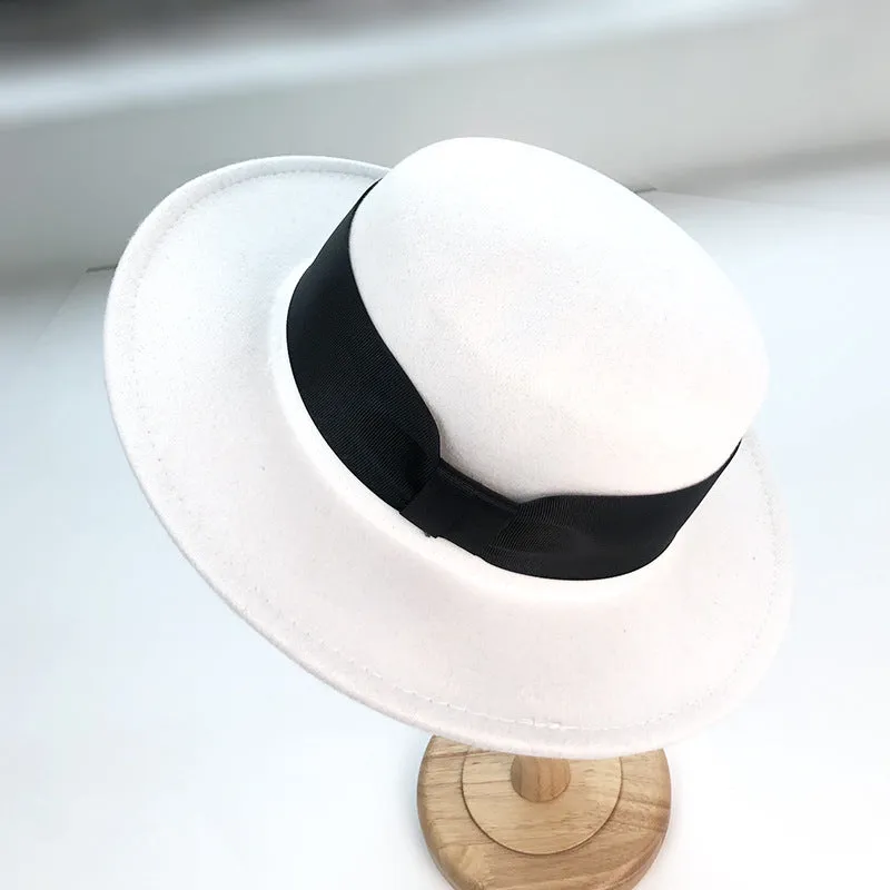 Italian Fedora Hats Black Woolen Hat Men's and Women's Autumn and Winter Top Hat