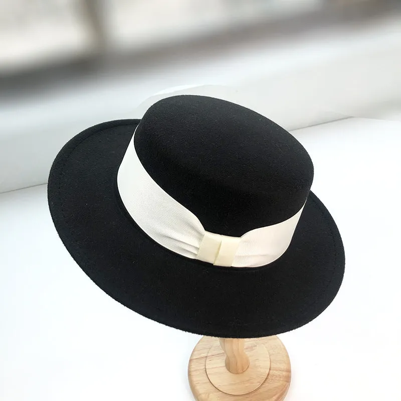 Italian Fedora Hats Black Woolen Hat Men's and Women's Autumn and Winter Top Hat