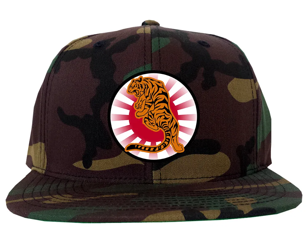 Japanese Tiger Rising Sun Mens Snapback Hat