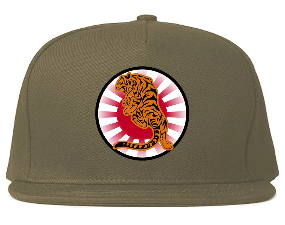 Japanese Tiger Rising Sun Mens Snapback Hat