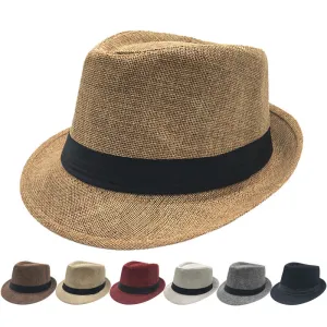 Mens Classic Fedora Hat Short Brim