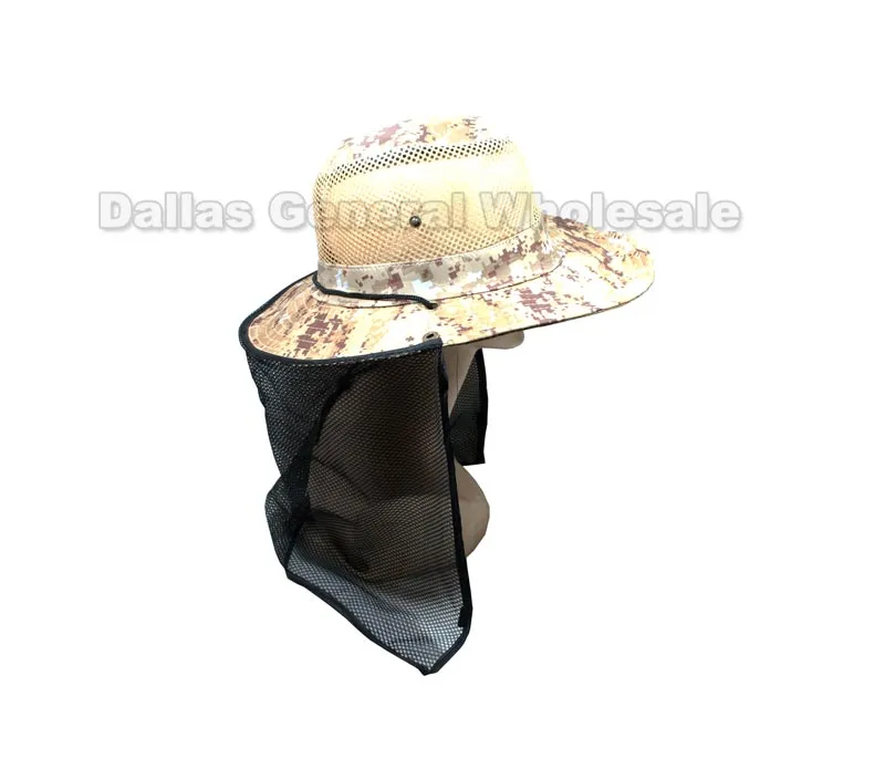 Mesh Digital Camouflage Bucket Hats with Vented Neck Cover Wholesale