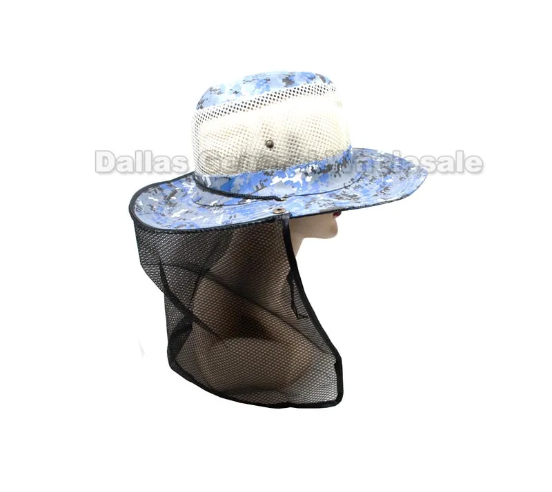 Mesh Digital Camouflage Bucket Hats with Vented Neck Cover Wholesale