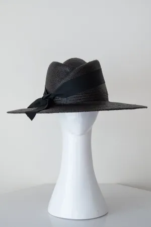 Panama Fedora in Black Straw