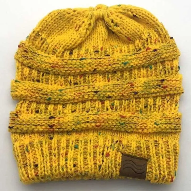 Ponytail Beanie Hat Winter Skullies Beanies Warm Caps Female Knitted Stylish Hats For Ladies Fashion