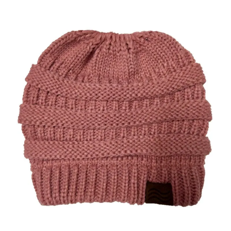 Ponytail Beanie Hat Winter Skullies Beanies Warm Caps Female Knitted Stylish Hats For Ladies Fashion