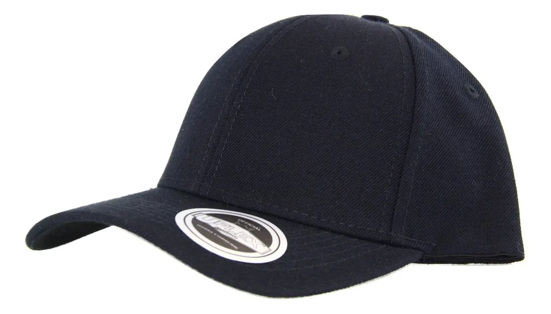 UFLEX 6 Panel Snapback Curved Cap - Black