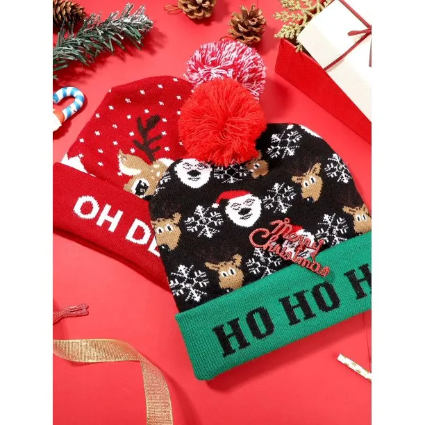 Ugly Christmas Hats Unisex Party Hats Crochet Knitted Cap Beanie for New Year