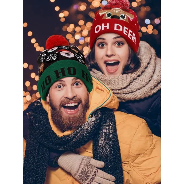 Ugly Christmas Hats Unisex Party Hats Crochet Knitted Cap Beanie for New Year