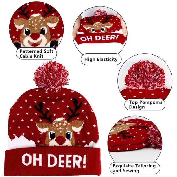 Ugly Christmas Hats Unisex Party Hats Crochet Knitted Cap Beanie for New Year