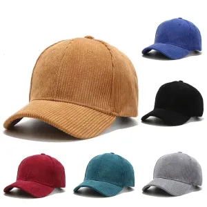 Vintage Solid Corduroy Baseball Cap Adjustable Snapback Outdoor Hat